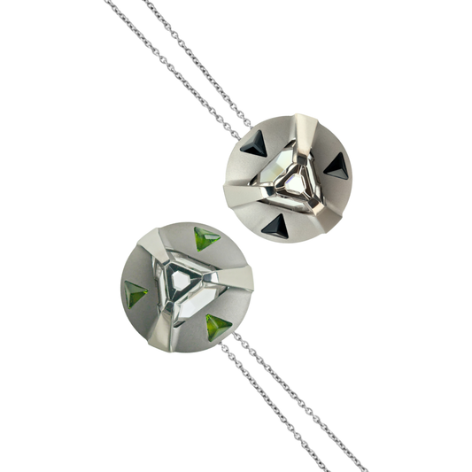 ARK Crystal & Gem Pendant - Entangled Pair (Black & Green)