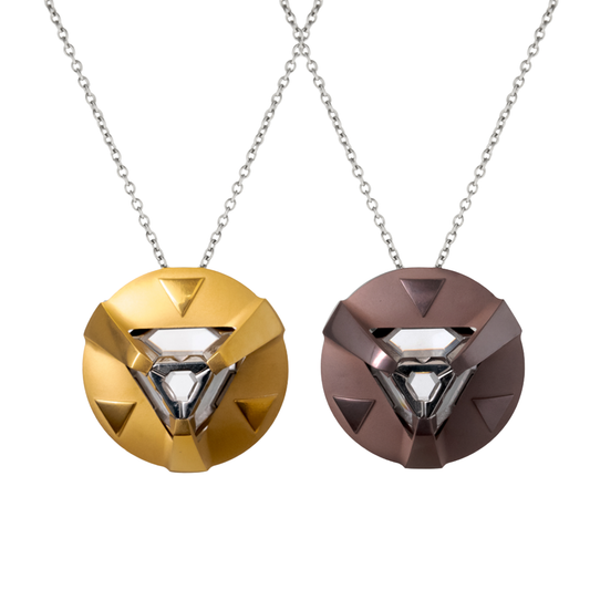 ARK Crystal & Colored Pendant - Entangled Pair (Gold & Rose Gold)