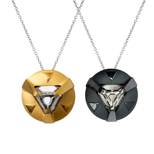 ARK Crystal & Colored Pendant - Entangled Pair (Gold & Midnight Blue)