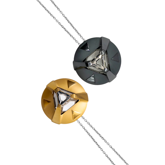 ARK Crystal & Colored Pendant - Entangled Pair (Gold & Midnight Blue)