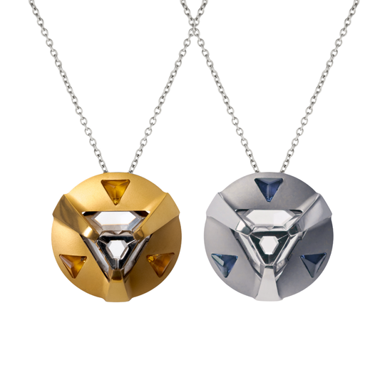 ARK Crystal & Gem Pendant - Entangled Pair (Gold Gem & Blue Gem)