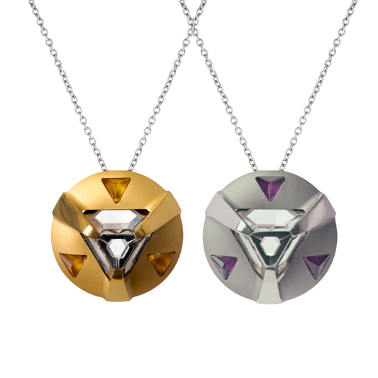 ARK Crystal & Gem Pendant - Entangled Pair (Gold Gem & Purple Gem)