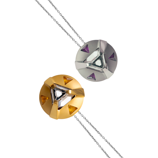 ARK Crystal & Gem Pendant - Entangled Pair (Gold Gem & Purple Gem)