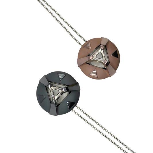 ARK Crystal & Colored Pendant - Entangled Pair (Rosegold & Midnight Blue)