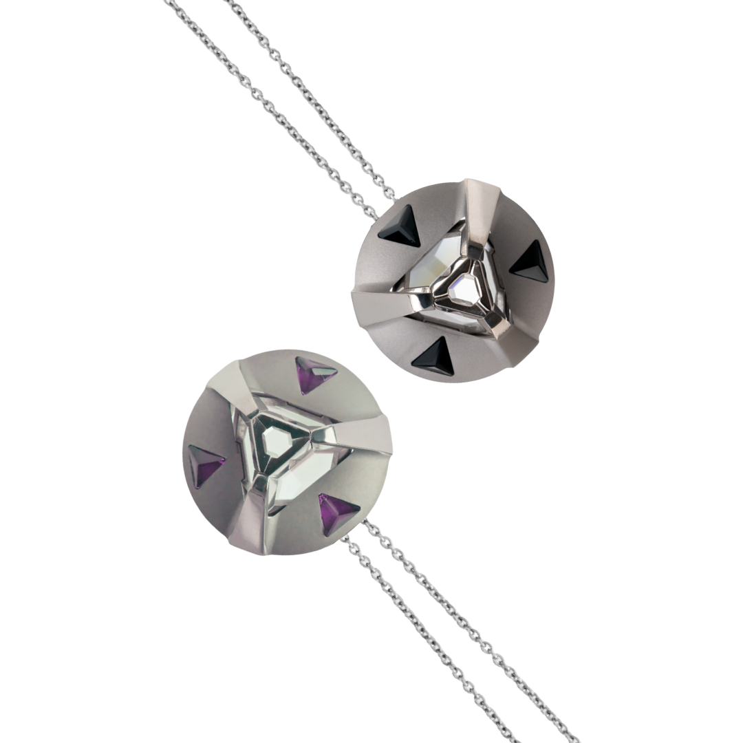 ARK Crystal & Gem Pendant - Entangled Pair (Black & Purple)