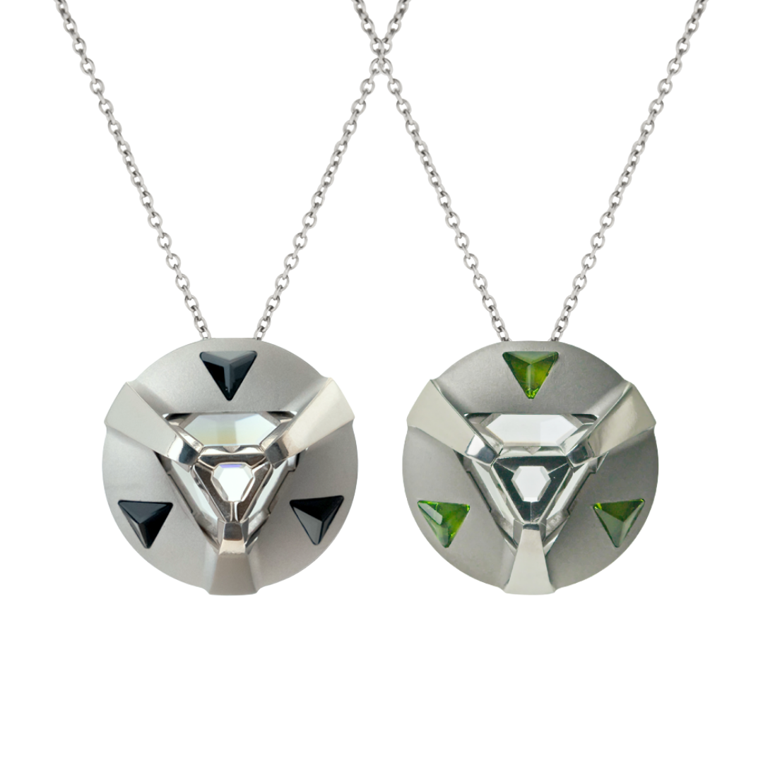 ARK Crystal & Gem Pendant - Entangled Pair (Black & Green)