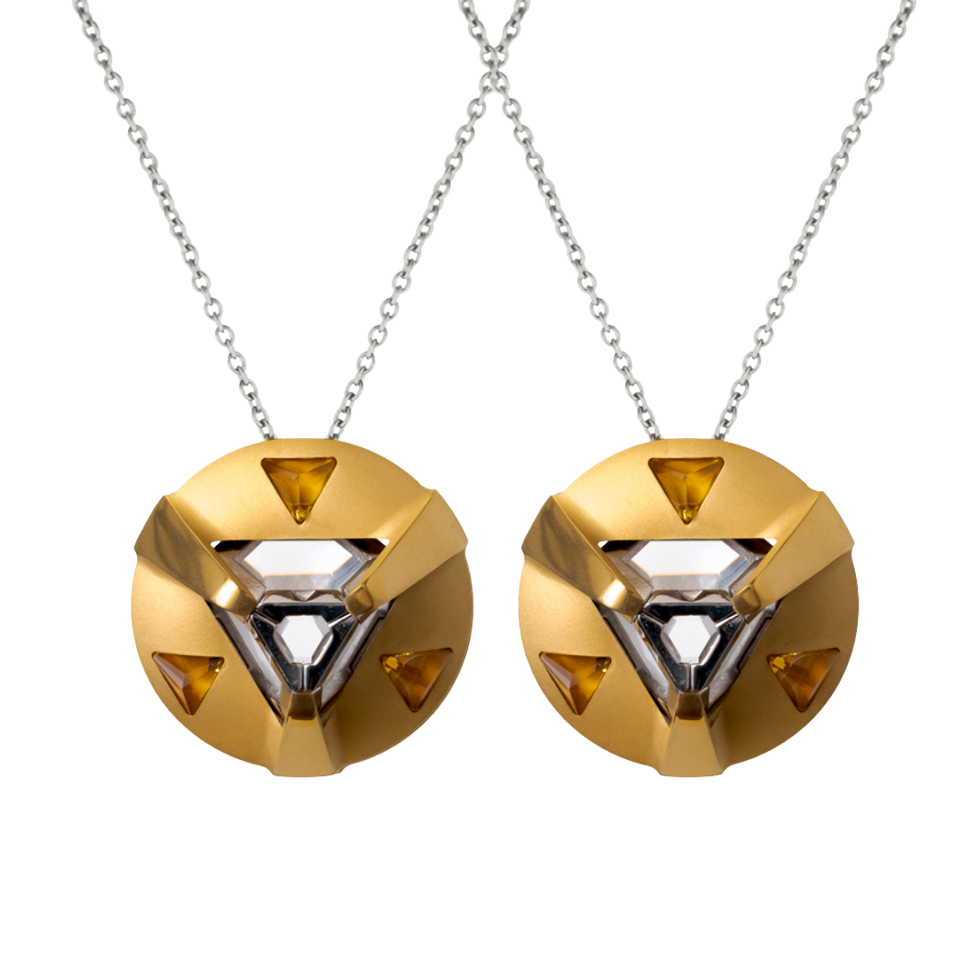 ARK Crystal & Gem Pendant - Entangled Pair (Gold Gem)