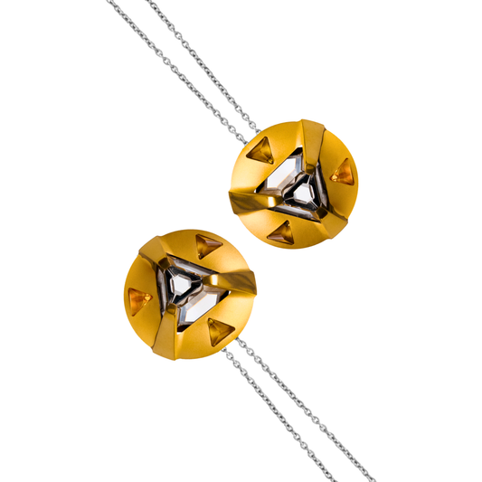 ARK Crystal & Gem Pendant - Entangled Pair (Gold Gem)