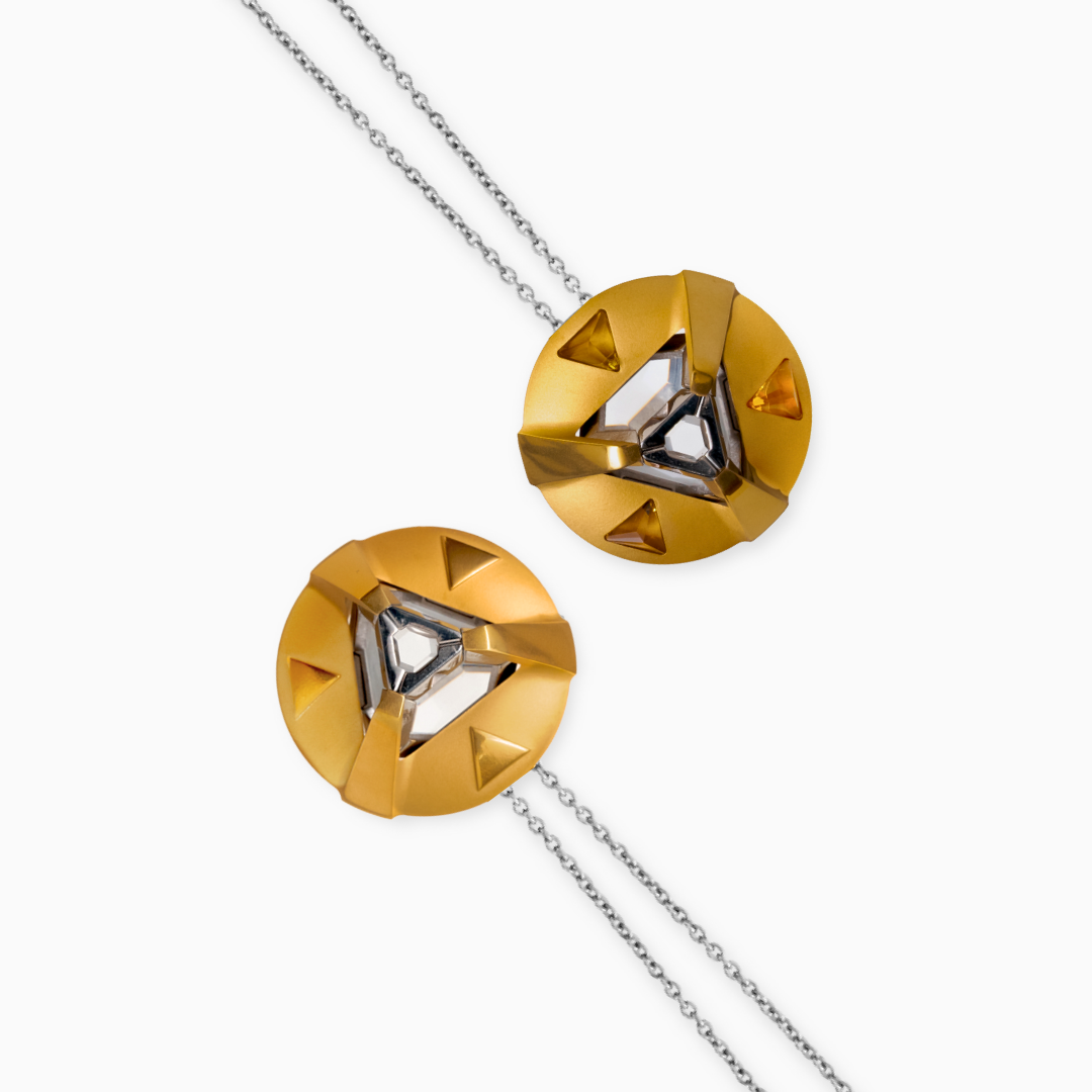 ARK Crystal & Pendant - Entangled Pair (Gold gem & Gold)