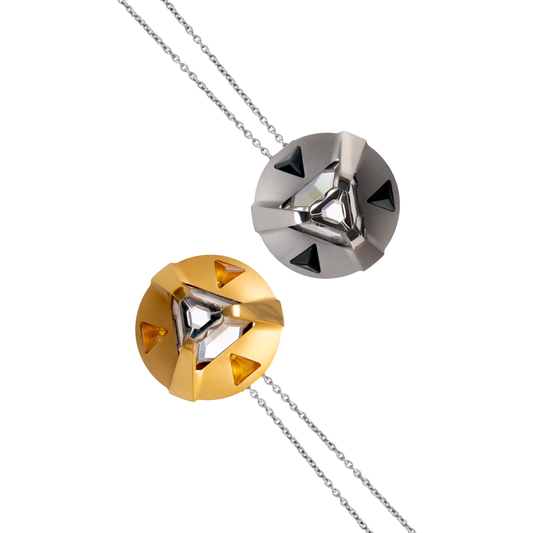 ARK Crystal & Gem Pendant - Entangled Pair (Gold Gem & Black Gem)