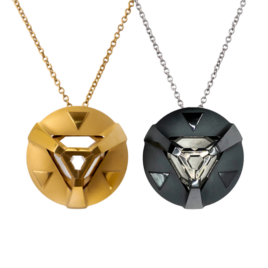 ARK Crystal & Colored Pendant - Entangled Pair (Gold with Gold Chain & Midnight Blue)