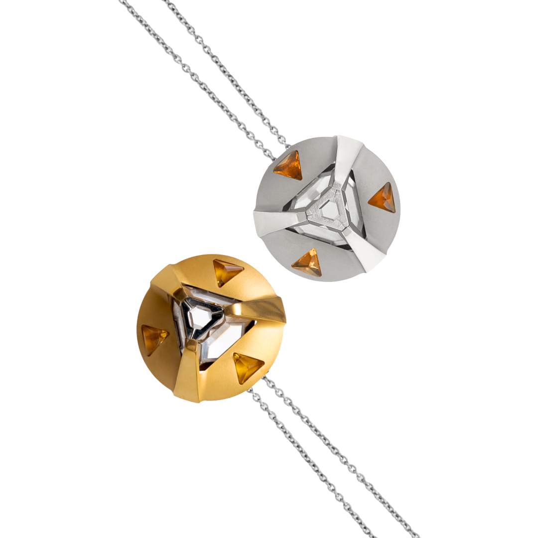 ARK Crystal & Gem Pendant - Entangled Pair (Gold Gem & Yellow Gem)