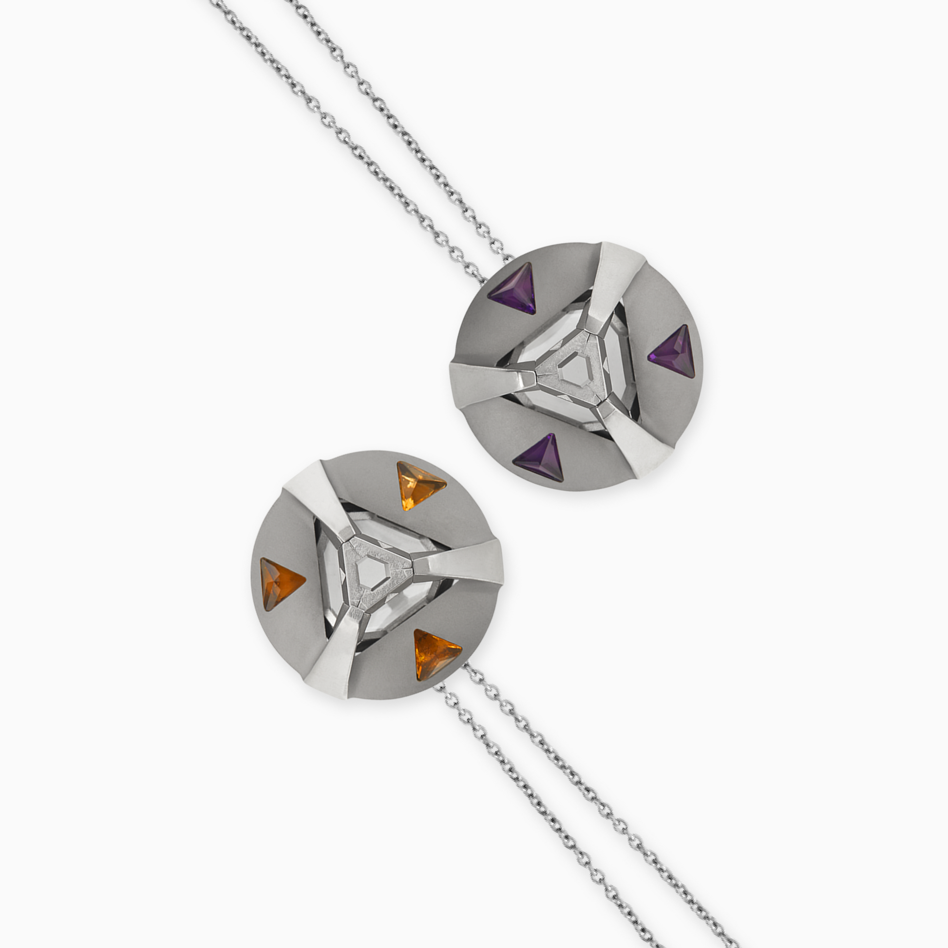 ARK Crystal & Gem Pendant - Entangled Pair (Purple & Yellow)