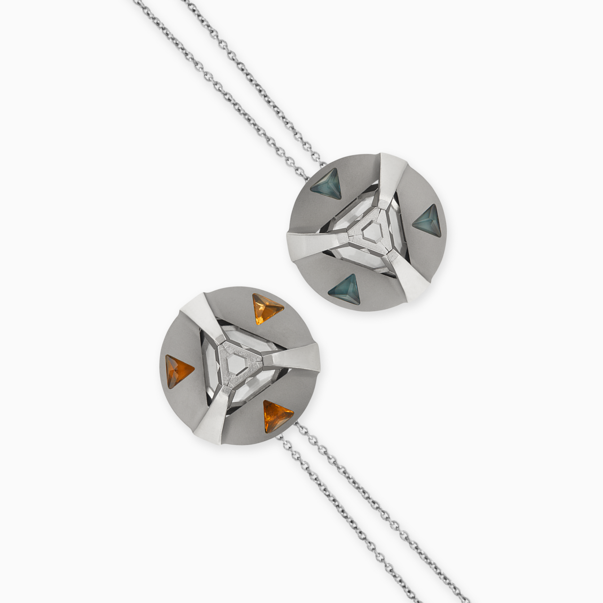 ARK Crystal & Gem Pendant - Entangled Pair (Blue & Yellow)