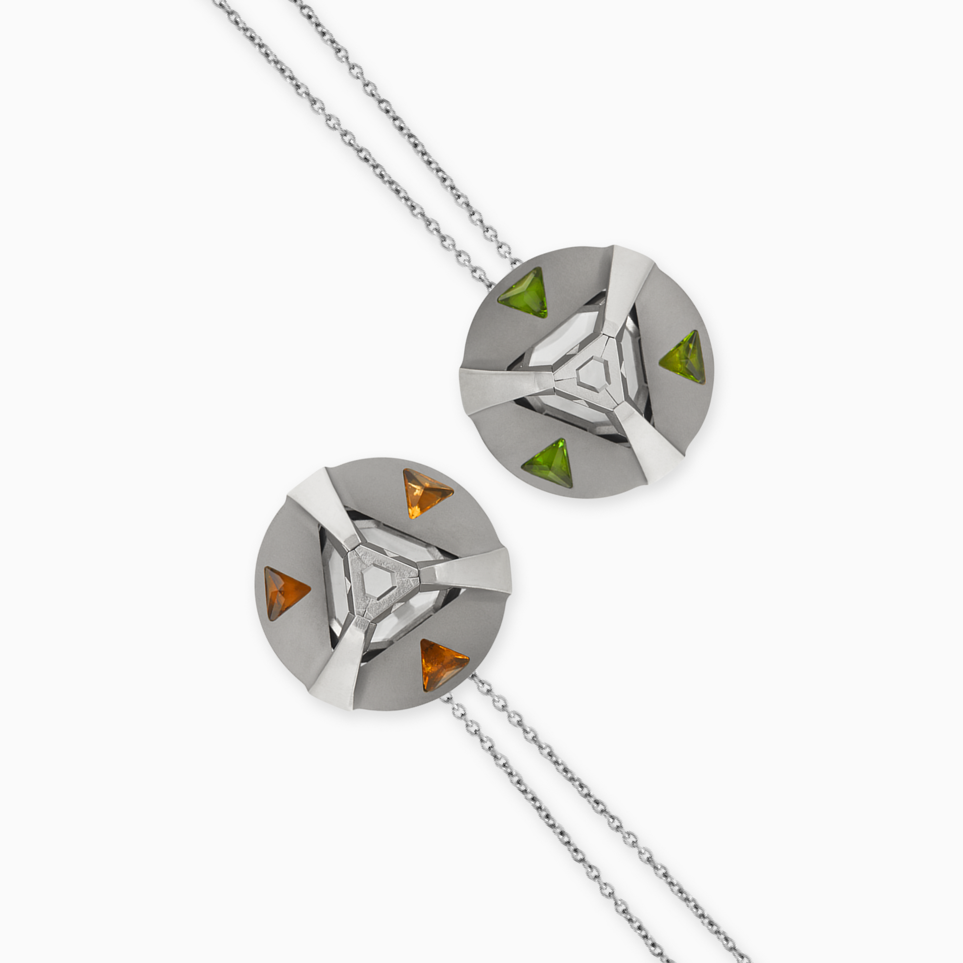 ARK Crystal & Gem Pendant - Entangled Pair (Green & Yellow)