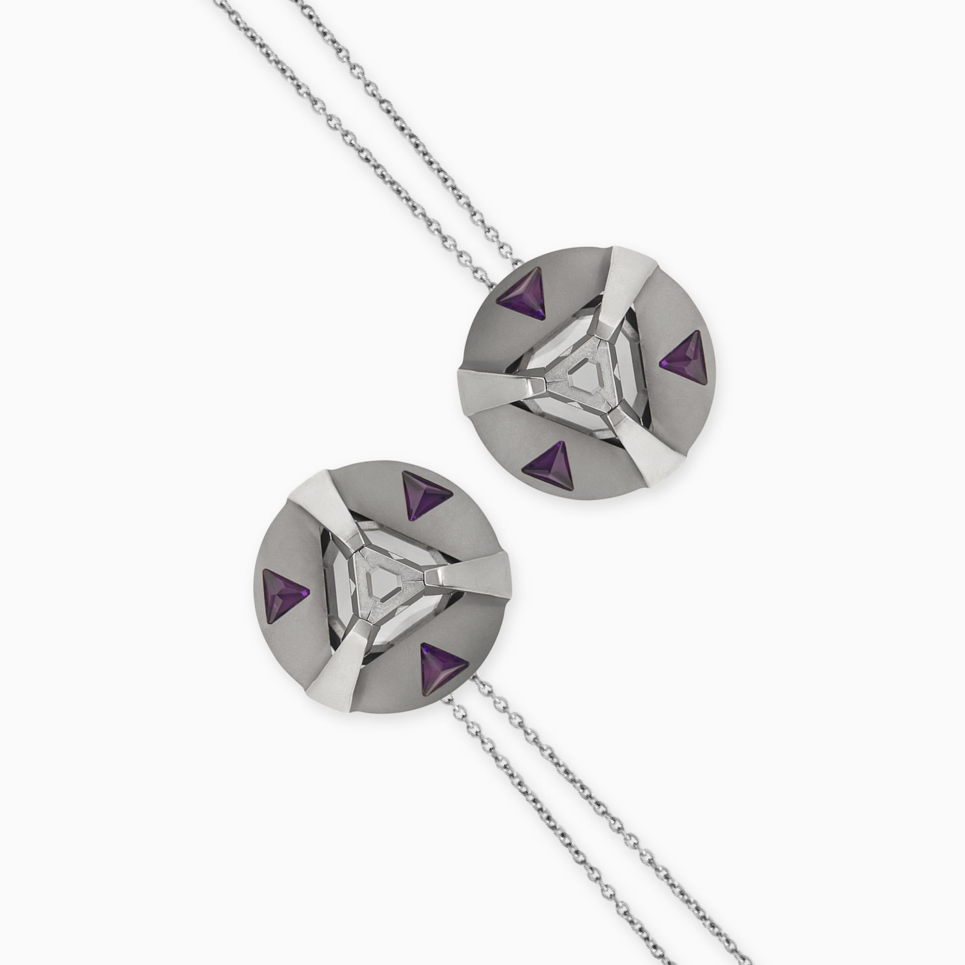 ARK Crystal & Gem Pendant - Entangled Pair (Purple)