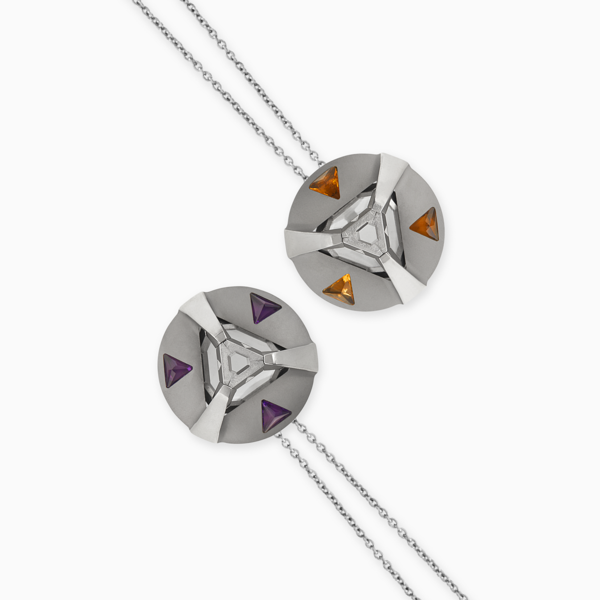 ARK Crystal & Gem Pendant - Entangled Pair (Purple & Yellow)