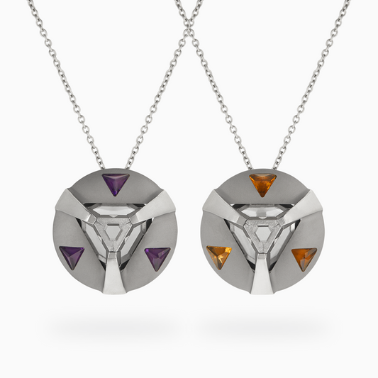ARK Crystal & Gem Pendant - Entangled Pair (Purple & Yellow)