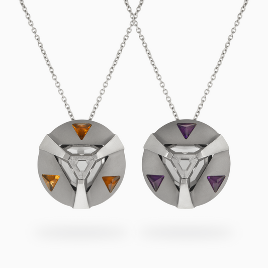ARK Crystal & Gem Pendant - Entangled Pair (Purple & Yellow)