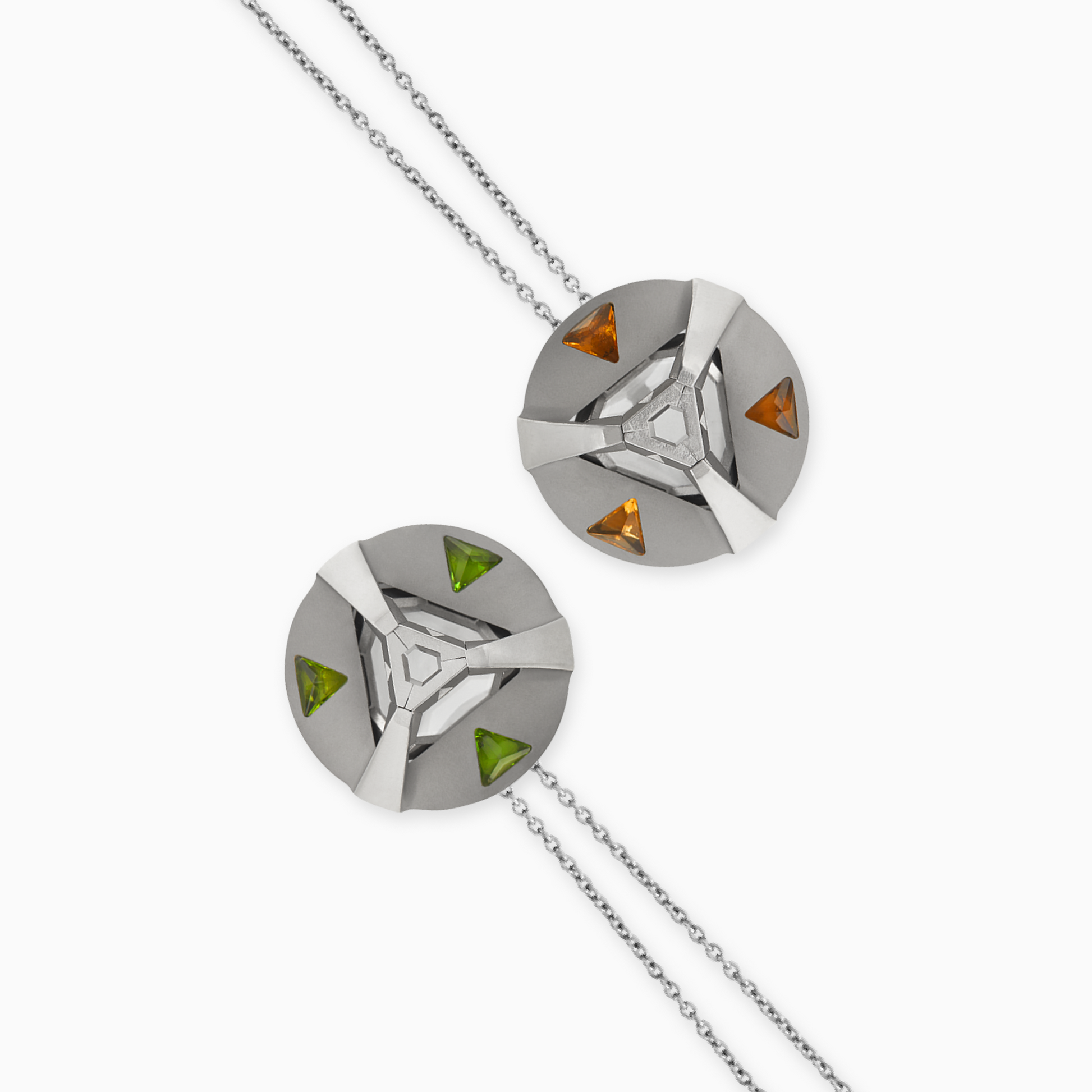 ARK Crystal & Gem Pendant - Entangled Pair (Green & Yellow)
