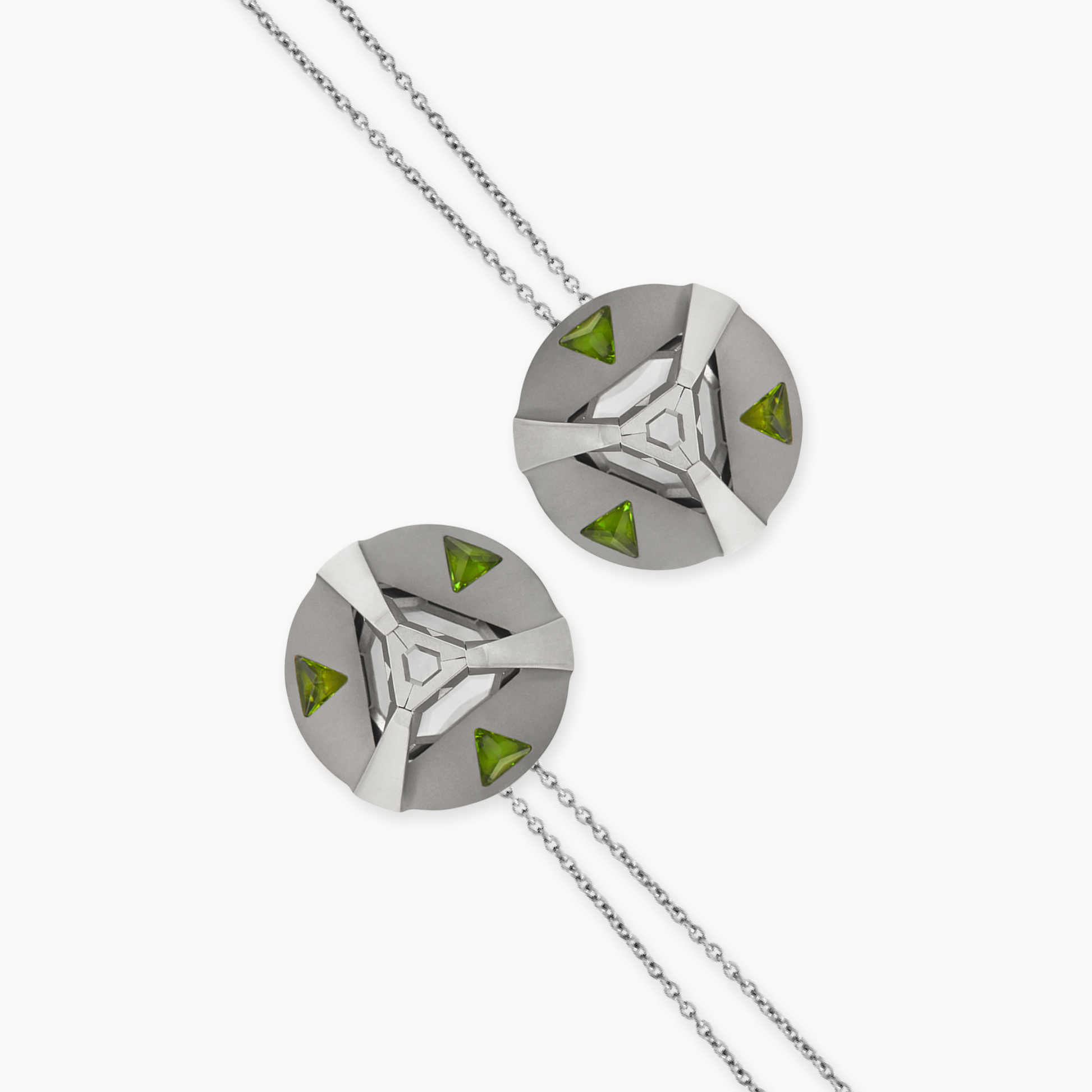 ARK Crystal & Gem Pendant - Entangled Pair (Green)
