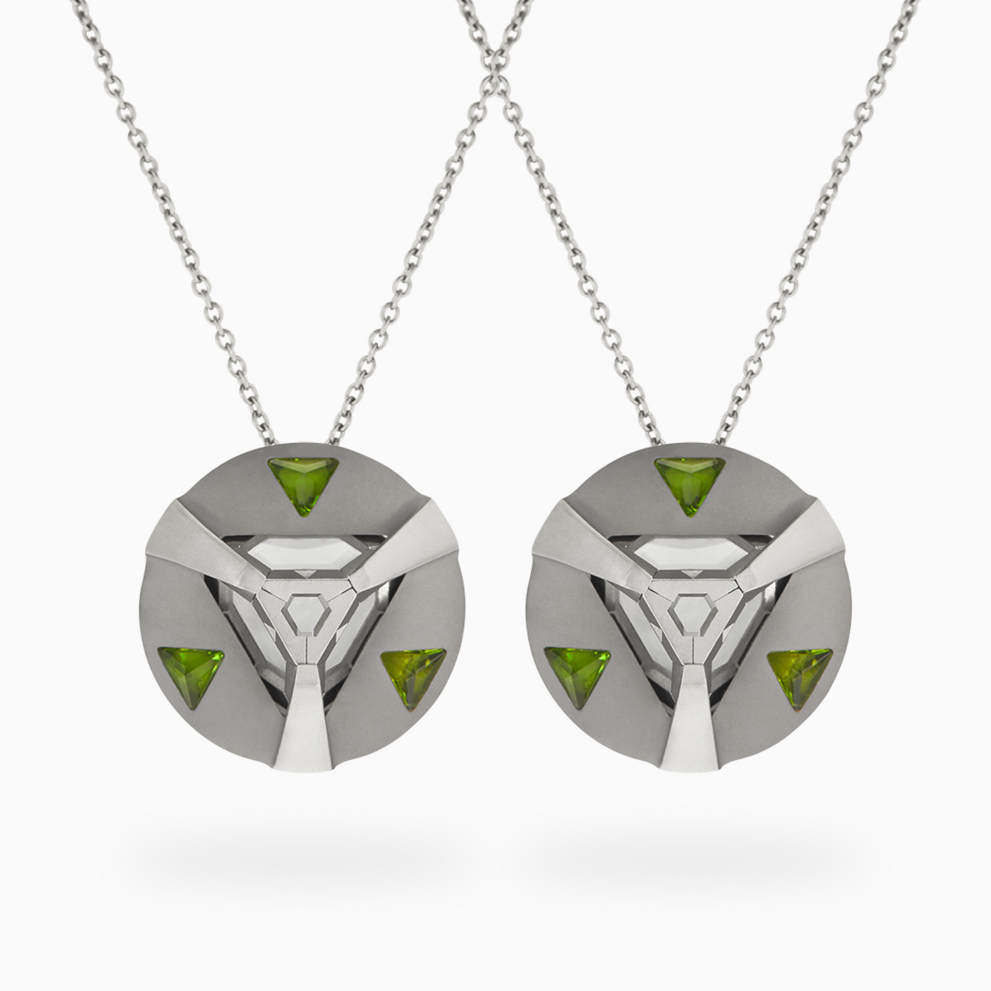 ARK Crystal & Gem Pendant - Entangled Pair (Green)