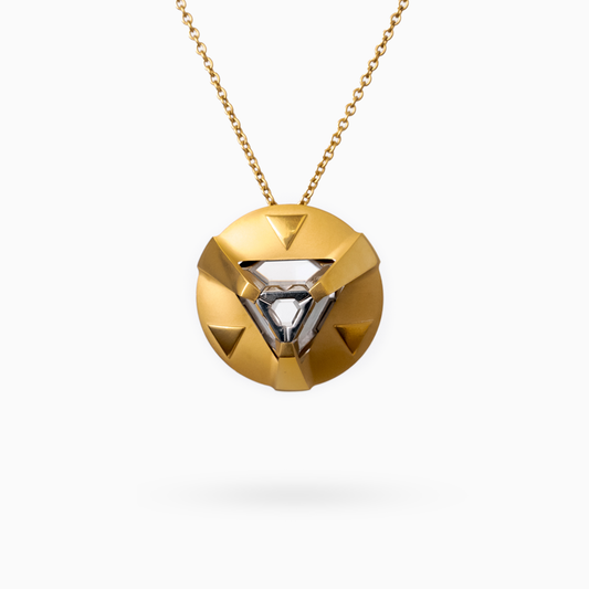 ARK Crystal & Gold Colored Pendant with Gold Colored Chain - Set