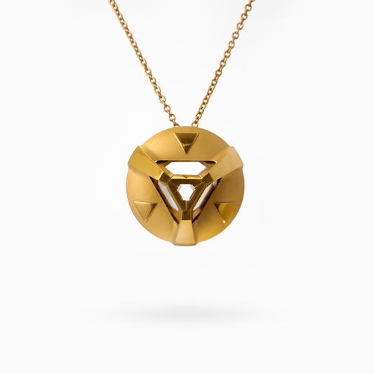 Gold Colored ARK Crystal & Gold Colored Pendant with Gold Colored Chain- Set