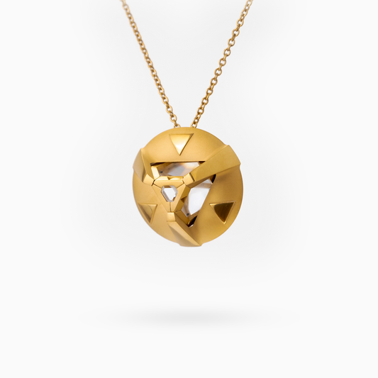 Gold Colored ARK Crystal & Gold Colored Pendant with Gold Colored Chain- Set