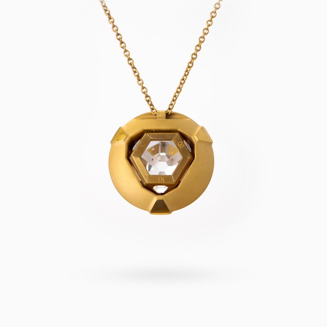 Gold Colored ARK Crystal & Gold Colored Pendant with Gold Colored Chain- Set