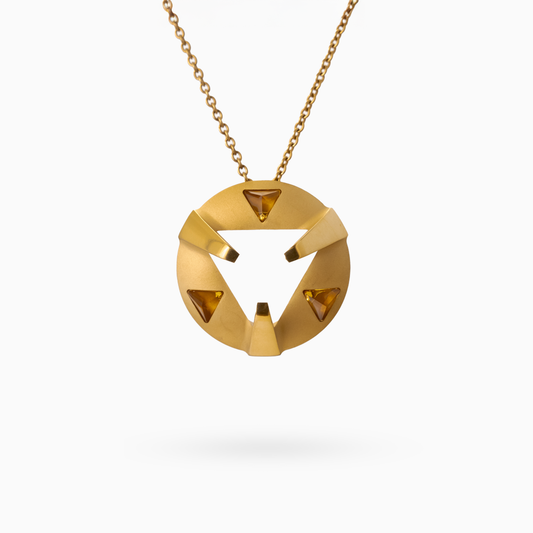 Gold Colored Gem Pendant with Gold Colored Chain