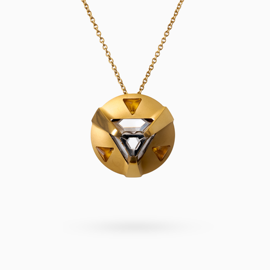 ARK Crystal & Gold Colored Gem Pendant with Gold Colored Chain - Set