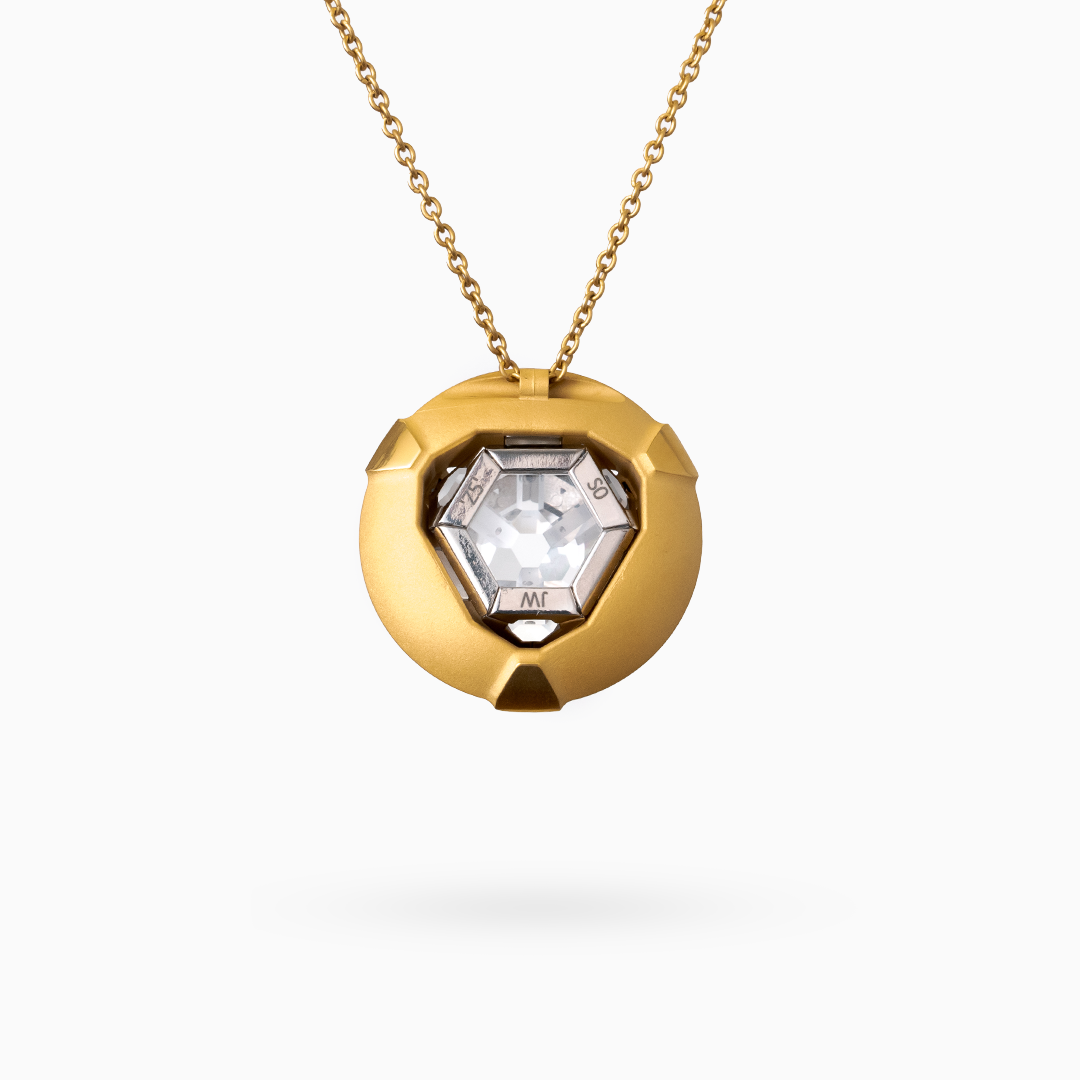 ARK Crystal & Gold Colored Gem Pendant with Gold Colored Chain - Set