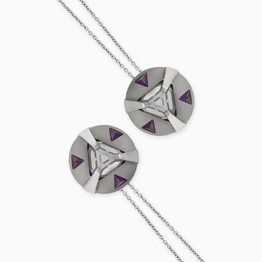 ARK Crystal & Gem Pendant - Entangled Pair (Purple)