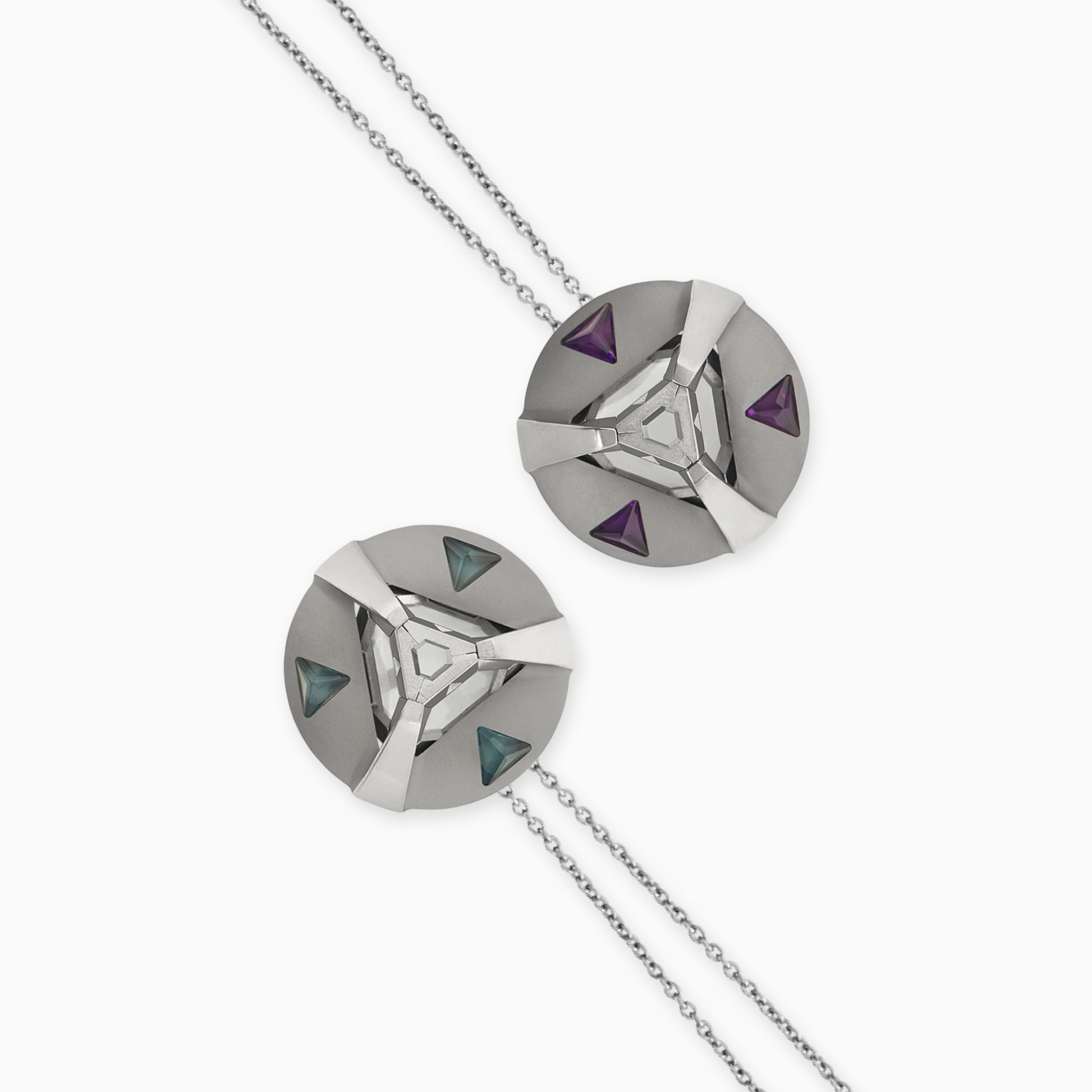 ARK Crystal & Gem Pendant - Entangled Pair (Purple & Blue)