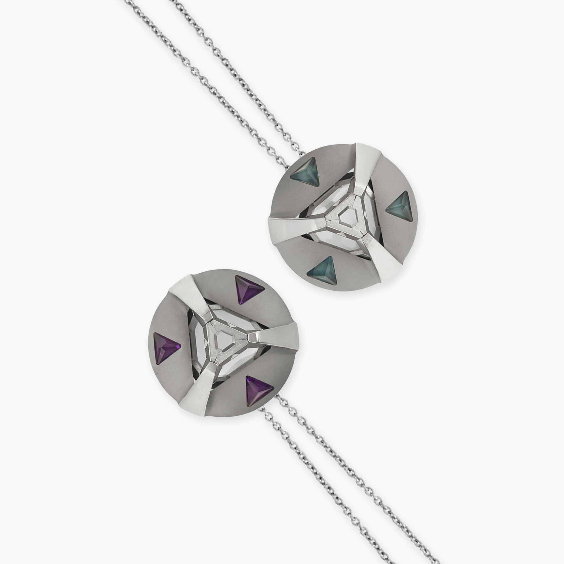 ARK Crystal & Gem Pendant - Entangled Pair (Purple & Blue)